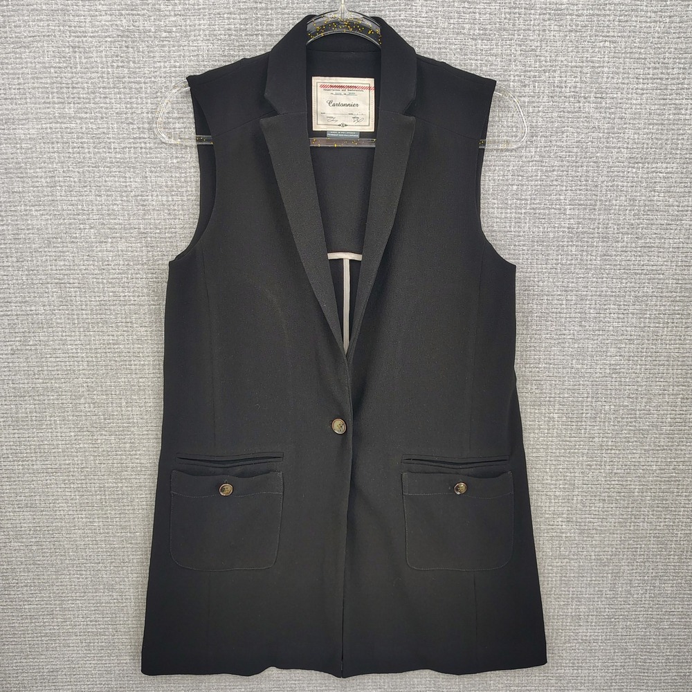 Cartonnier Black Sleeveless Blazer Vest Tailored Academia Button Front Women XS‎